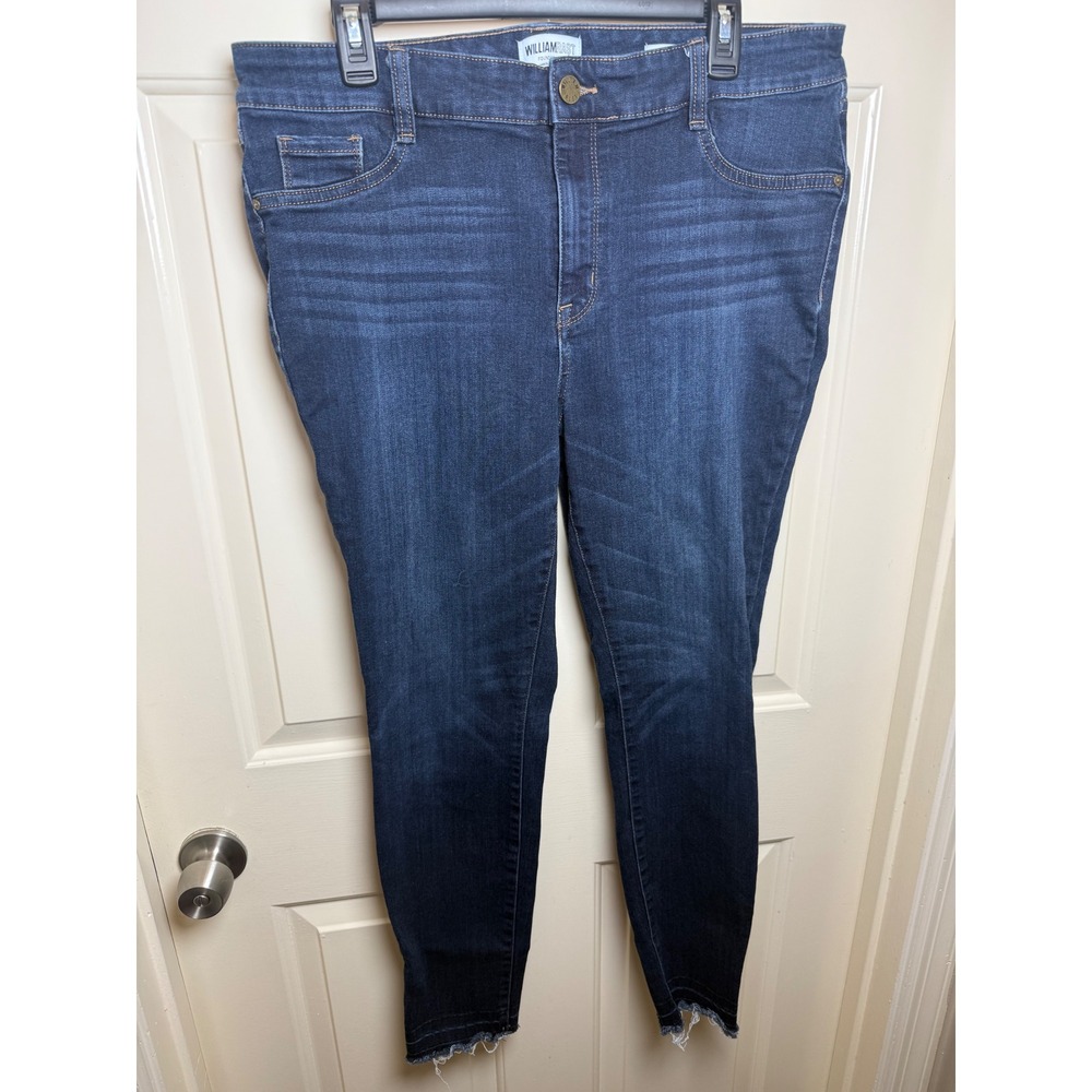 William Rast Sculpted High Rise Skinny Jeans Dark Wash Frayed Hem Plus 16W